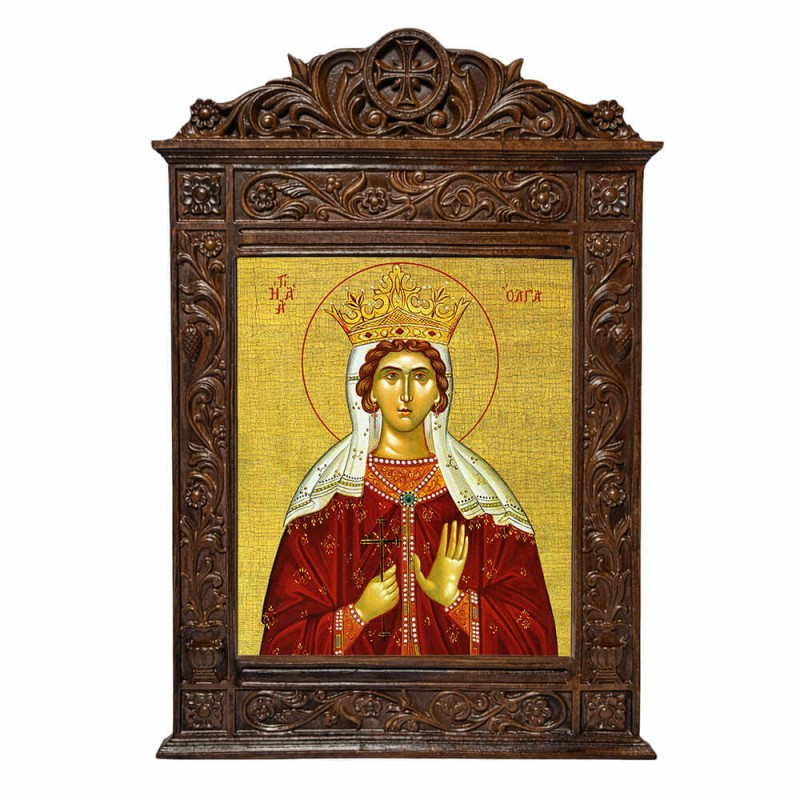 Αγία Όλγα - Βυζαντινή Ξυλόγλυπτη 40cm