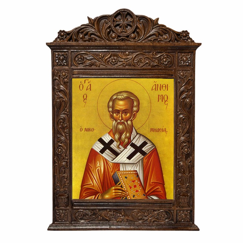 Άγιος Ανθιμος - Βυζαντινή Ξυλόγλυπτη 40cm