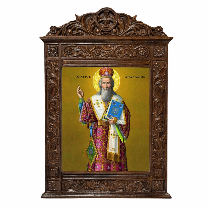 Άγιος Αθανάσιος - Βυζαντινή Ξυλόγλυπτη 40cm
