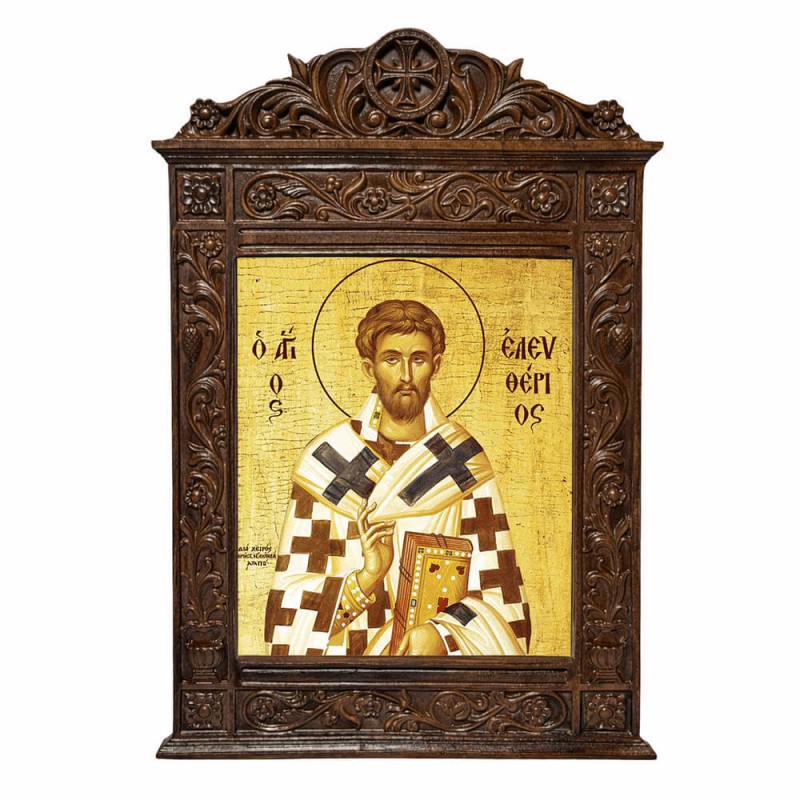 Άγιος Ελευθέριος - Βυζαντινή Ξυλόγλυπτη 40cm