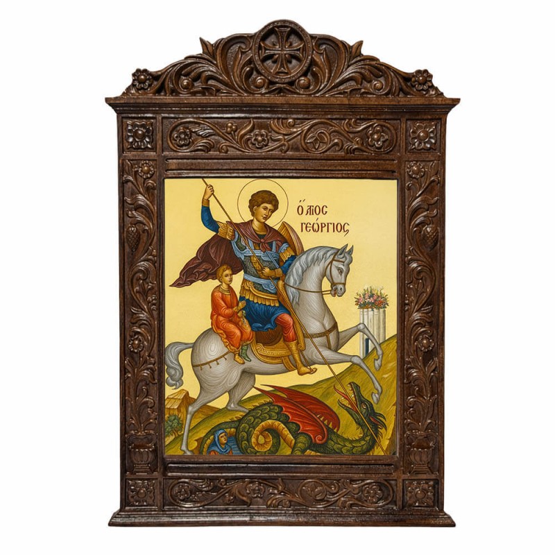 Άγιος Γεώργιος - Βυζαντινή Ξυλόγλυπτη 40cm