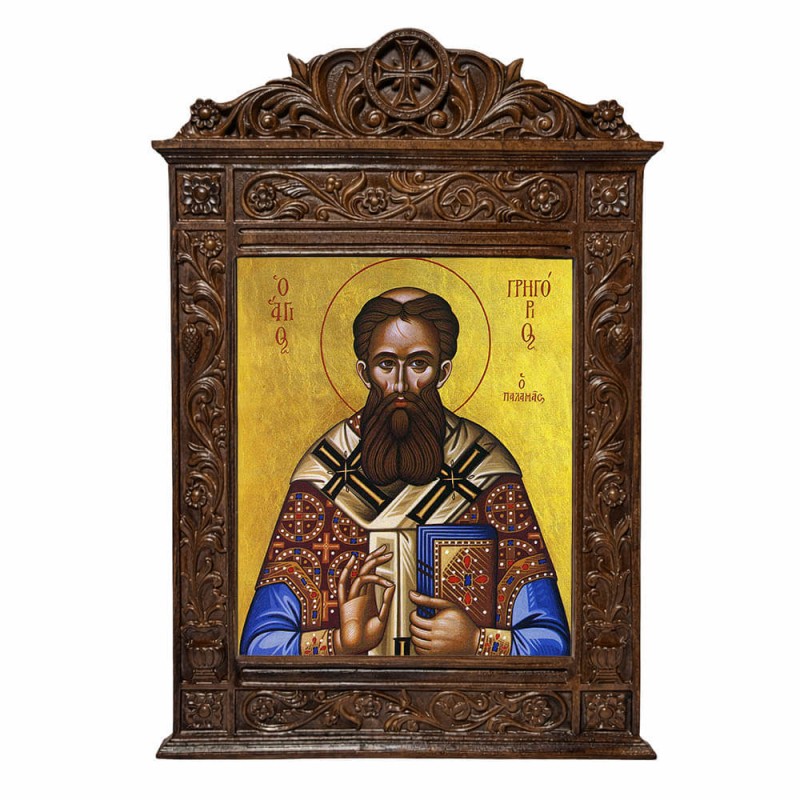 Άγιος Γρηγόριος Παλαμάς - Βυζαντινή Ξυλόγλυπτη 40cm