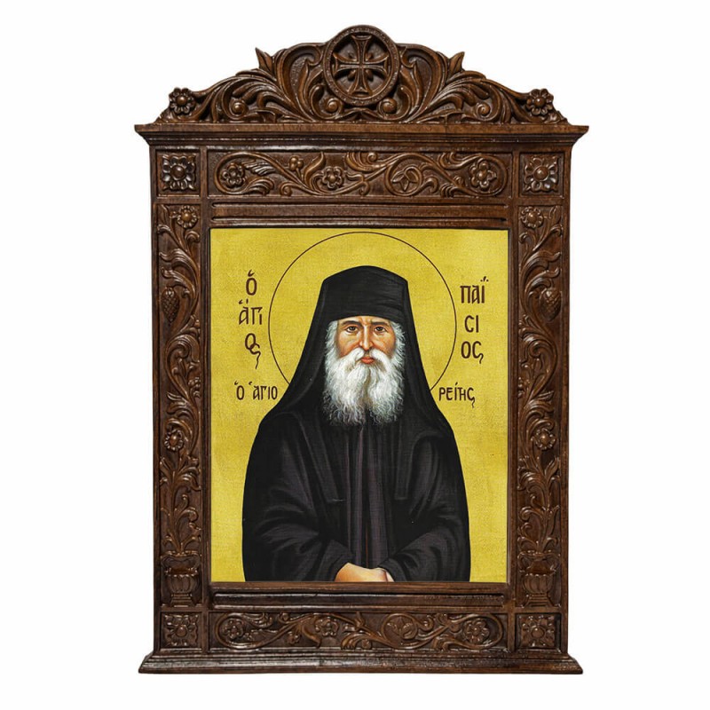 Άγιος Παϊσιος - Βυζαντινή Ξυλόγλυπτη 40cm