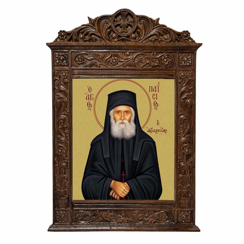 Άγιος Παϊσιος - Βυζαντινή Ξυλόγλυπτη 40cm