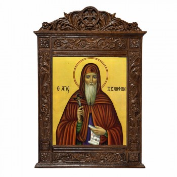 Άγιος Ξενοφών - Βυζαντινή Ξυλόγλυπτη 40cm