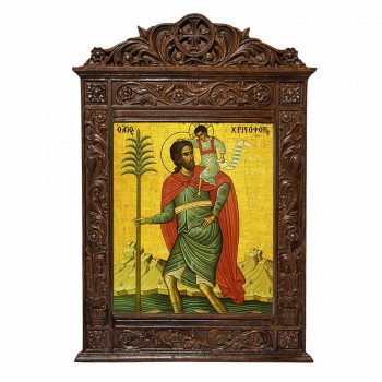 Άγιος Χριστόφορος - Βυζαντινή Ξυλόγλυπτη 40cm