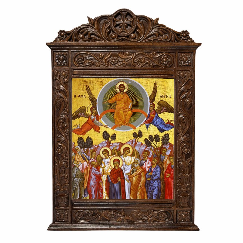 Ανάληψη Χριστου - Βυζαντινή Ξυλόγλυπτη 40cm