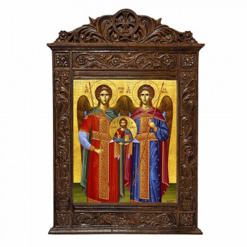 Αρχάγγελοι Μιχαήλ & Γαβριήλ - Βυζαντινή Ξυλόγλυπτη 40cm