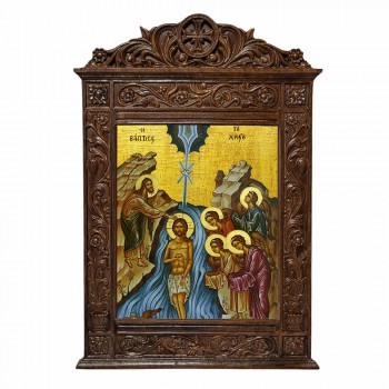 Βάπτιση Χριστού - Βυζαντινή Ξυλόγλυπτη 40cm