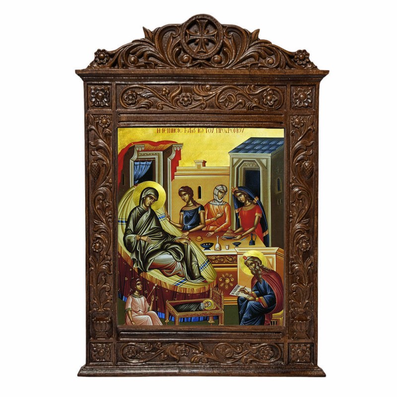 Γέννηση Προδρόμου - Βυζαντινή Ξυλόγλυπτη 40cm