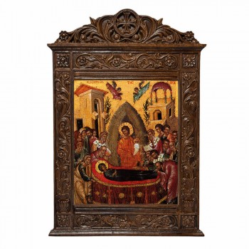 Κοίμηση Θεοτόκου - Βυζαντινή Ξυλόγλυπτη 40cm