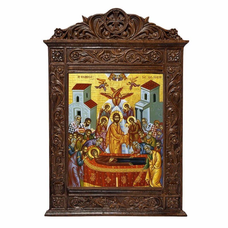 Κοίμηση Θεοτόκου - Βυζαντινή Ξυλόγλυπτη 40cm