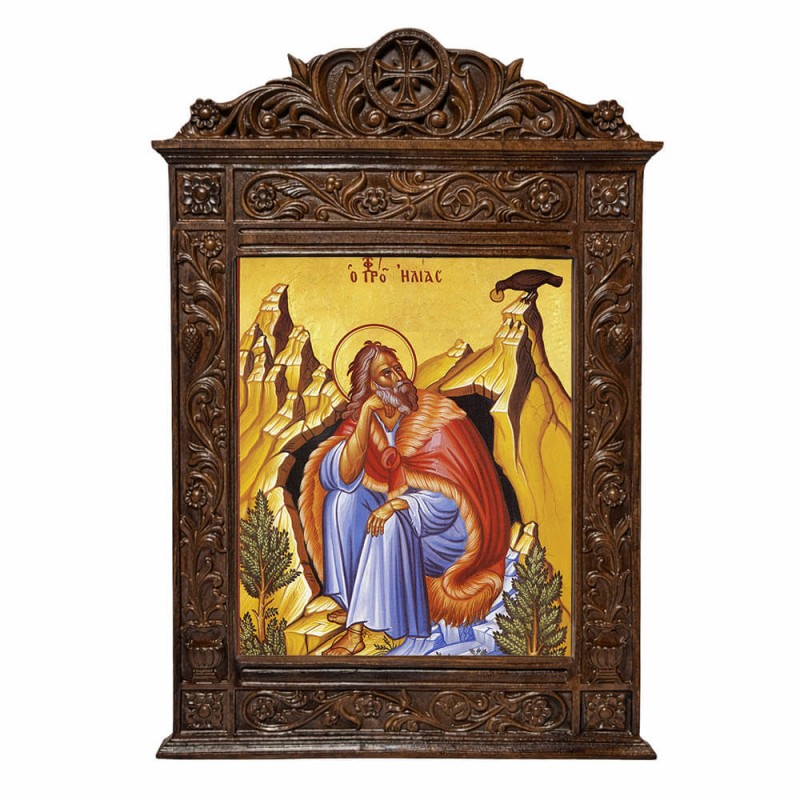 Προφήτης Ηλίας - Βυζαντινή Ξυλόγλυπτη 40cm