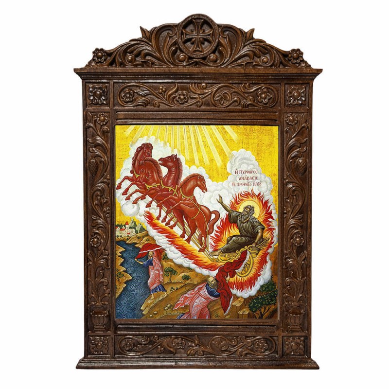 Προφήτης Ηλίας - Βυζαντινή Ξυλόγλυπτη 40cm