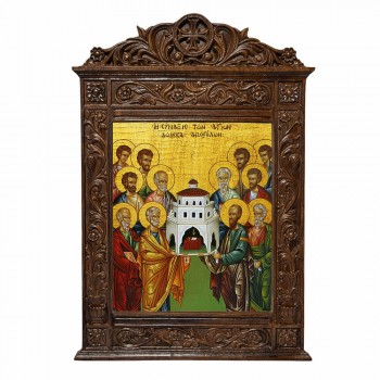 Σύναξις Δώδεκα Αποστόλων - Βυζαντινή Ξυλόγλυπτη 40cm