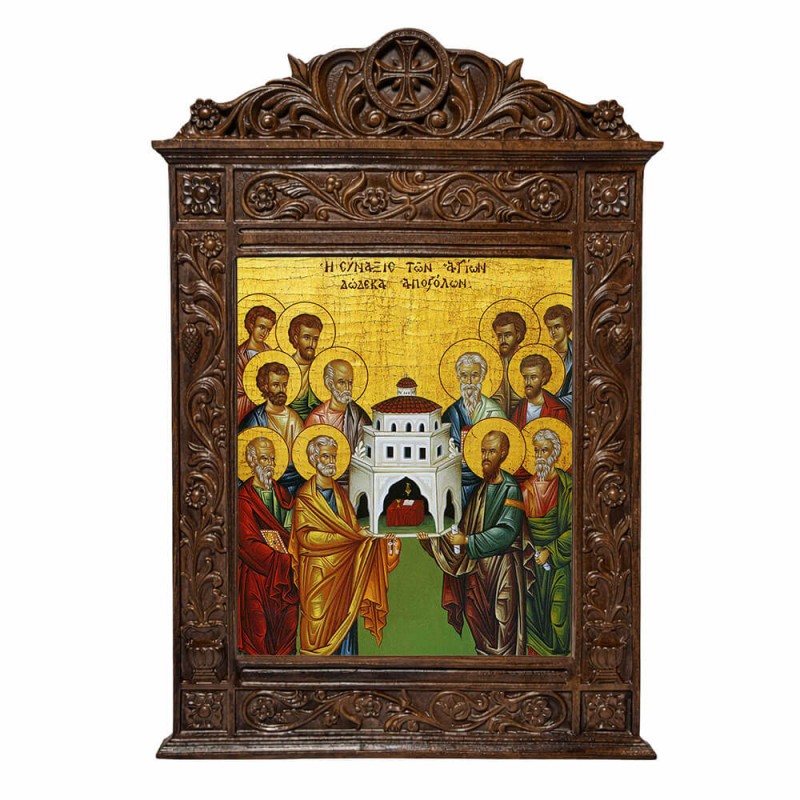 Σύναξις Δώδεκα Αποστόλων - Βυζαντινή Ξυλόγλυπτη 40cm