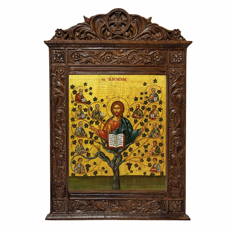 Ιησο΄΄ύς Χριστος Η Άμπελος - Βυζαντινή Ξυλόγλυπτη 40cm