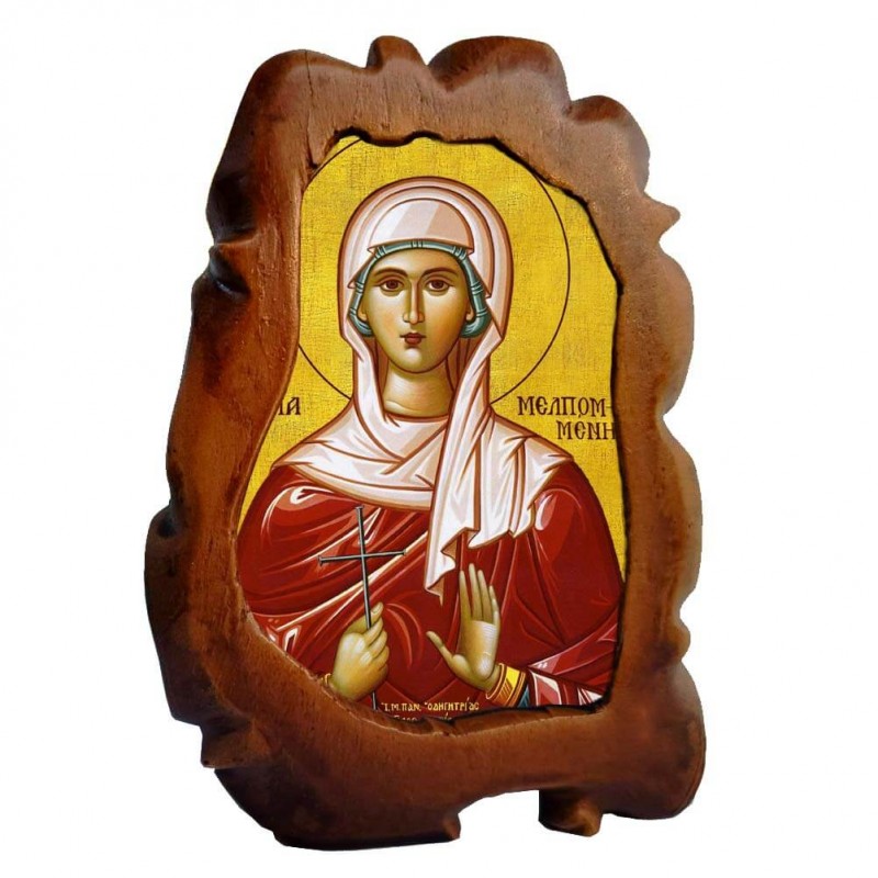ΑΓΙΑ ΜΕΛΠΟΜΕΝΗ - Επιτραπέζια Κεραμική Εικονίτσα 