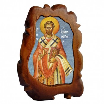 ΑΓΙΟΣ ΕΛΕΥΘΕΡΙΟΣ - Επιτραπέζια Κεραμική Εικονίτσα 