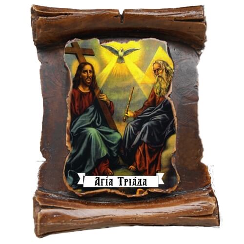 ΑΓΙΑ ΤΡΙΑΔΑ - Μπομπονιέρα Κεραμική Περγαμηνή Μαγνητάκι Ψυγείου