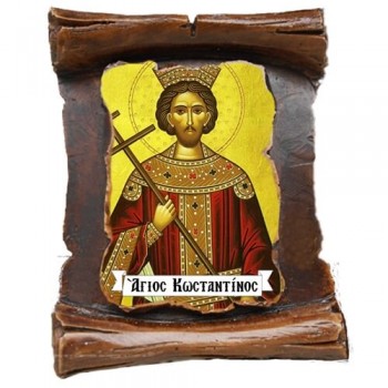 ΑΓΙΟΣ ΚΩΝΣΤΑΝΤΙΝΟΣ - Μπομπονιέρα Κεραμική Περγαμηνή Μαγνητάκι Ψυγείου