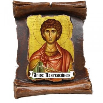 ΑΓΙΟΣ ΠΑΝΤΕΛΕΗΜΩΝ - Μπομπονιέρα Κεραμική Περγαμηνή Μαγνητάκι Ψυγείου