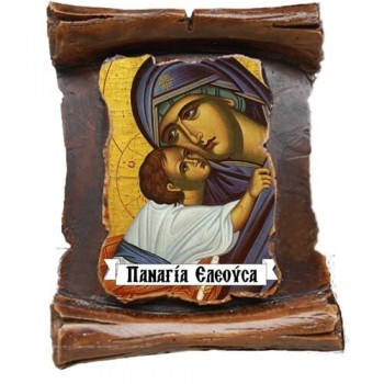 ΠΑΝΑΓΙΑ ΕΛΕΟΥΣΑ - Μπομπονιέρα Κεραμική Περγαμηνή Μαγνητάκι Ψυγείου