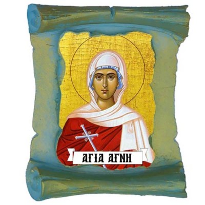 ΑΓΙΑ ΑΓΝΗ - Μπομπονιέρα Κεραμική Περγαμηνή Μαγνητάκι Ψυγείου