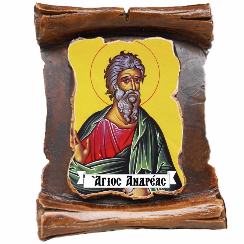 ΑΓΙΟΣ ΑΝΔΡΕΑΣ - Μπομπονιέρα Κεραμική Περγαμηνή Μαγνητάκι Ψυγείου