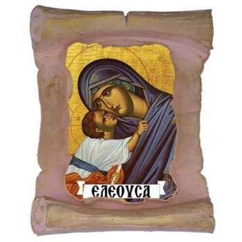 ΠΑΝΑΓΙΑ ΕΛΕΟΥΣΑ - Μπομπονιέρα Κεραμική Περγαμηνή Μαγνητάκι Ψυγείου