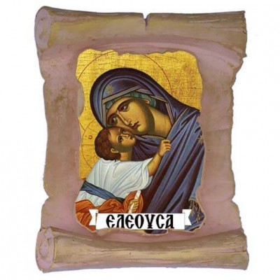 ΠΑΝΑΓΙΑ ΕΛΕΟΥΣΑ - Μπομπονιέρα Κεραμική Περγαμηνή Μαγνητάκι Ψυγείου