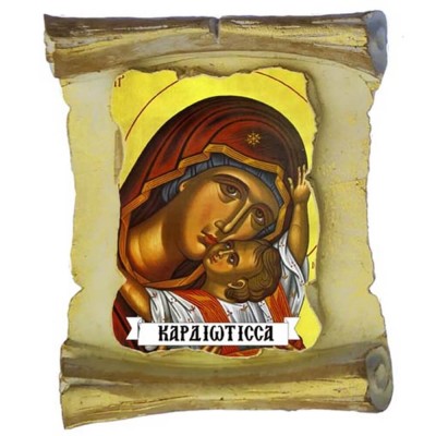 ΠΑΝΑΓΙΑ ΚΑΡΔΙΩΤΙΣΣΑ - Μπομπονιέρα Κεραμική Περγαμηνή Μαγνητάκι Ψυγείου