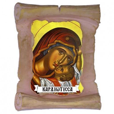 ΠΑΝΑΓΙΑ ΚΑΡΔΙΩΤΙΣΣΑ - Μπομπονιέρα Κεραμική Περγαμηνή Μαγνητάκι Ψυγείου