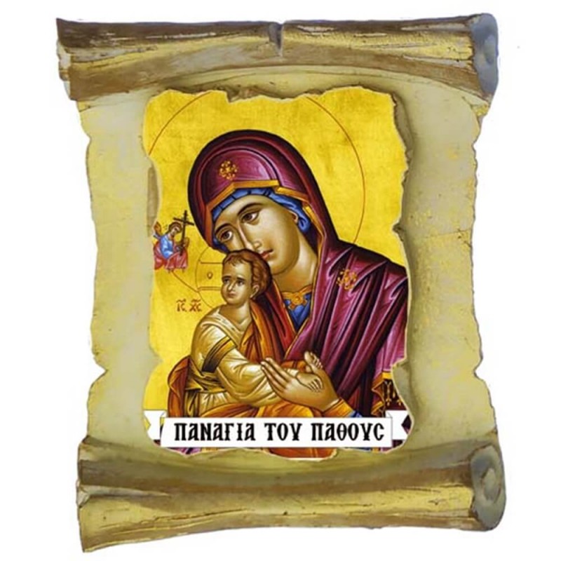 ΠΑΝΑΓΙΑ ΤΟΥ ΠΑΘΟΥΣ - Μπομπονιέρα Κεραμική Περγαμηνή Μαγνητάκι Ψυγείου
