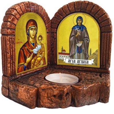 ΠΑΝΑΓΙΑ &  ΑΓΙΑ ΑΓΛΑΪΑ - Δίπτυχο Κηροπήγιο Ρεσώ