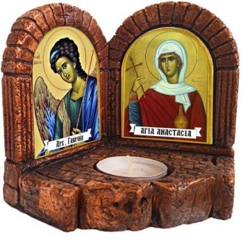 ΑΡΧΑΓΓΕΛΟΣ ΓΑΒΡΙΗΛ &  ΑΓΙΑ ΑΝΑΣΤΑΣΙΑ - Δίπτυχο Κηροπήγιο Ρεσώ