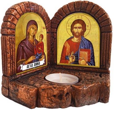 ΙΗΣΟΥΣ ΧΡΙΣΤΟΣ &  ΑΓΙΑ ΑΝΝΑ - Δίπτυχο Κηροπήγιο Ρεσώ