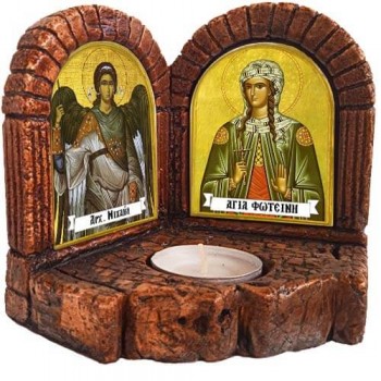 ΑΡΧΑΓΓΕΛΟΣ ΜΙΧΑΗΛ &  ΑΓΙΑ ΦΩΤΕΙΝΗ - Δίπτυχο Κηροπήγιο Ρεσώ