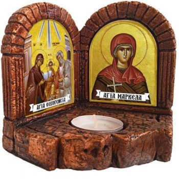 ΑΓΙΑ ΟΙΚΟΓΕΝΕΙΑ &  ΑΓΙΑ ΜΑΡΚΕΛΛΑ - Δίπτυχο Κηροπήγιο Ρεσώ