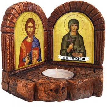 ΙΗΣΟΥΣ ΧΡΙΣΤΟΣ &  ΑΓΙΑ ΠΑΡΑΣΚΕΥΗ  - Δίπτυχο Κηροπήγιο Ρεσώ