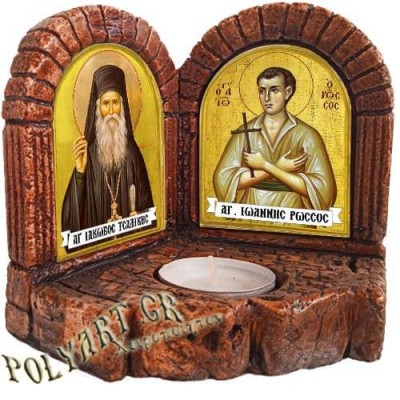 ΑΓΙΟΙ ΙΩΑΝΝΗΣ ΡΩΣΟΣ & ΙΑΚΩΒΟΣ  - Δίπτυχο Κηροπήγιο Ρεσώ