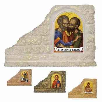 ΑΓΙΟΙ ΠΕΤΡΟΣ & ΠΑΥΛΟΣ - Επιτραπέζια Κεραμική Εικονίτσα για Μπομπονιέρα
