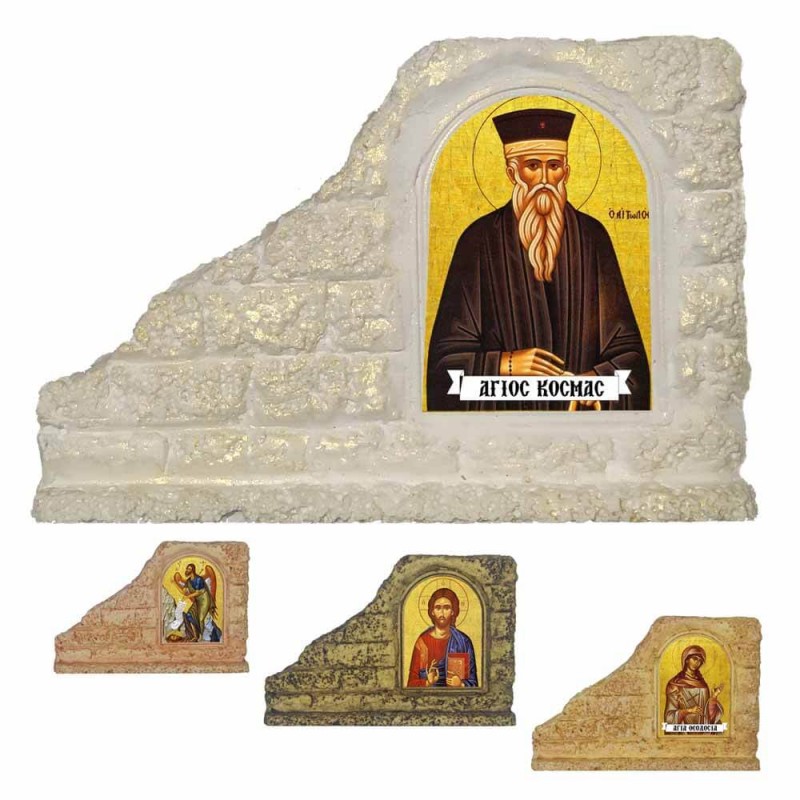 ΑΓΙΟΣ ΚΟΣΜΑΣ ΑΙΤΩΛΟΣ - Επιτραπέζια Κεραμική Εικονίτσα για Μπομπονιέρα