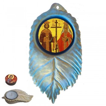 ΑΓΙΟΙ ΚΩΝΣΤΑΝΤΙΝΟΣ & ΕΛΕΝΗ - Εικόνα σε Φύλλο με Ρεσώ