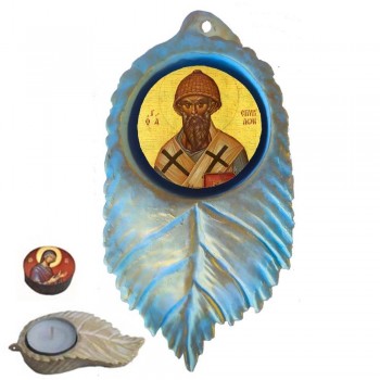 ΑΓΙΟΣ ΣΠΥΡΙΔΩΝ - Εικόνα σε Φύλλο με Ρεσώ