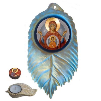 ΠΑΝΑΓΙΑ ΠΛΑΤΥΤΕΡΑ ΤΩΝ ΟΥΡΑΝΩΝ - Εικόνα σε Φύλλο με Ρεσώ