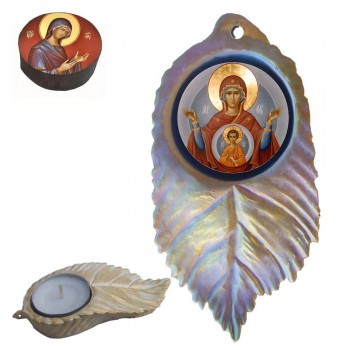 ΠΑΝΑΓΙΑ ΠΛΑΤΥΤΕΡΑ ΤΩΝ ΟΥΡΑΝΩΝ - Εικόνα σε Φύλλο με Ρεσώ