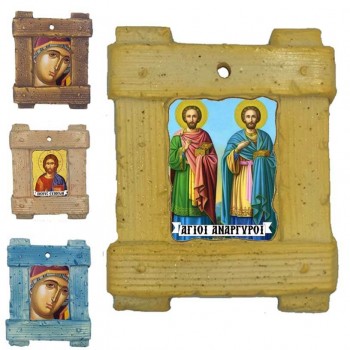 ΑΓΙΟΙ ΑΝΑΡΓΥΡΟΙ - Εικόνα σε Κεραμικό Καδράκι 