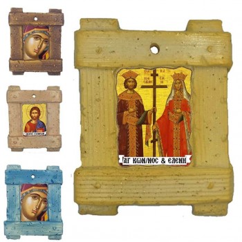 ΑΓΙΟΙ ΚΩΝΣΤΑΝΤΙΝΟΣ & ΕΛΕΝΗ - Εικόνα σε Κεραμικό Καδράκι 