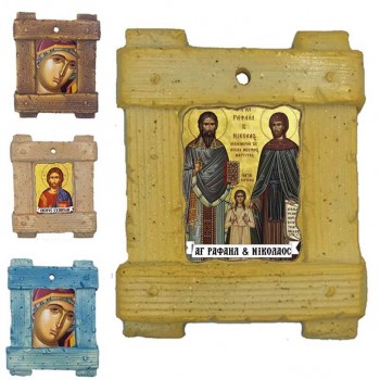 ΑΓΙΟΙ ΡΑΦΑΗΛ & ΝΙΚΟΛΑΟΣ - Εικόνα σε Κεραμικό Καδράκι 